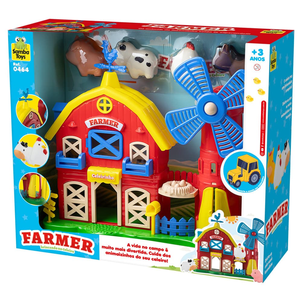 Farmer Celeiro Brinquedo Infantil Fazendinha Com Animais da Fazenda - Samba Toys