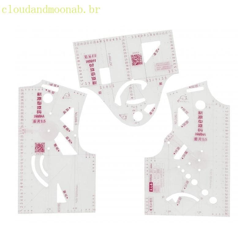 CLO 3 Peças Régua Costura Transparente Multiuso Boneca Roupas Modelos Fazendo Medição Para