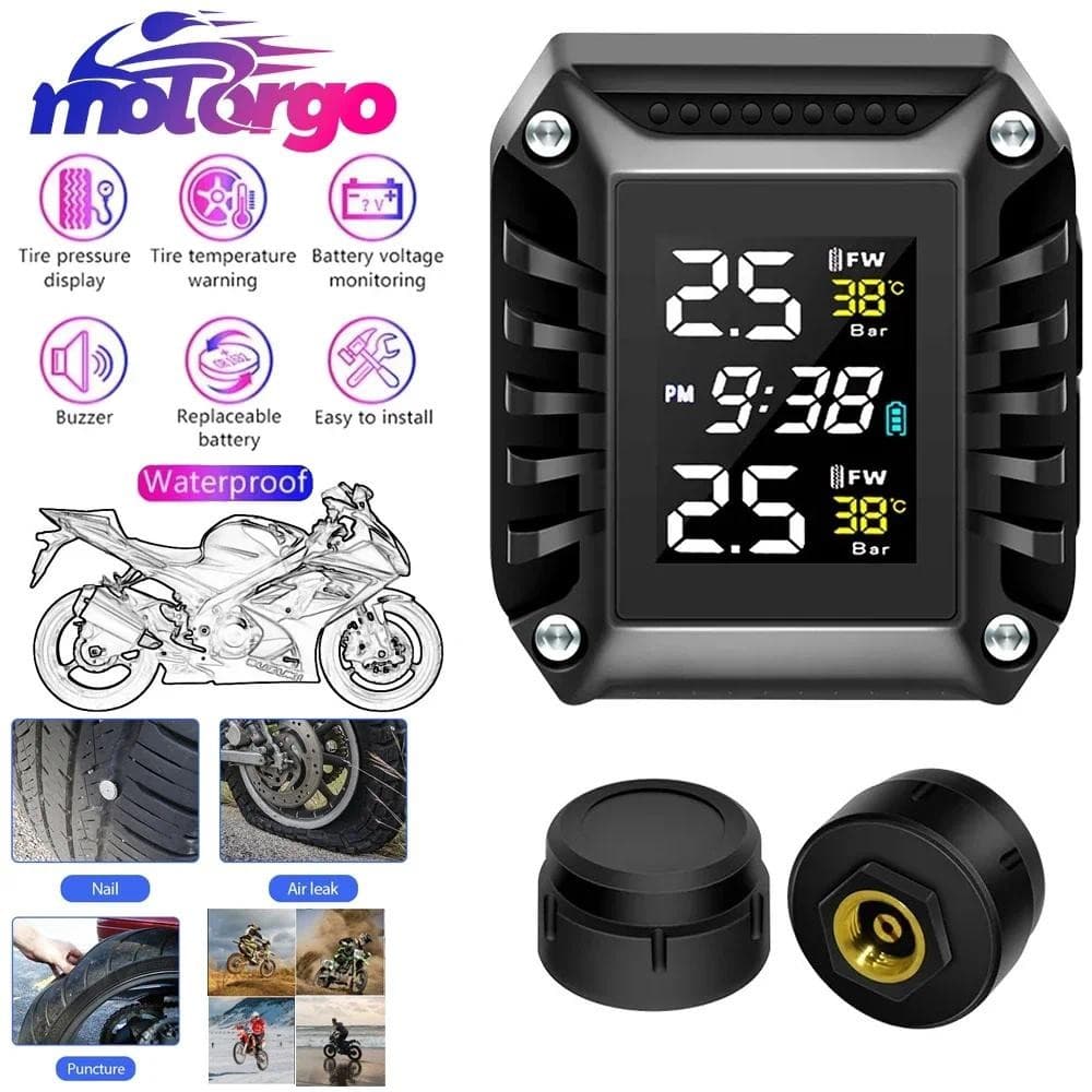 Alarme de segurança tpms para motocicleta, monitor preciso de pressão dos pneus, sistema de monitoramento de pressão dos