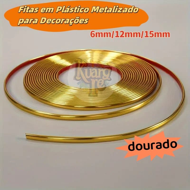 Fita metalizada para decoracao de Pvc 6mm/12mm/15mm/20mm/27mm Com Dupla face com 5 Metros-kuangre