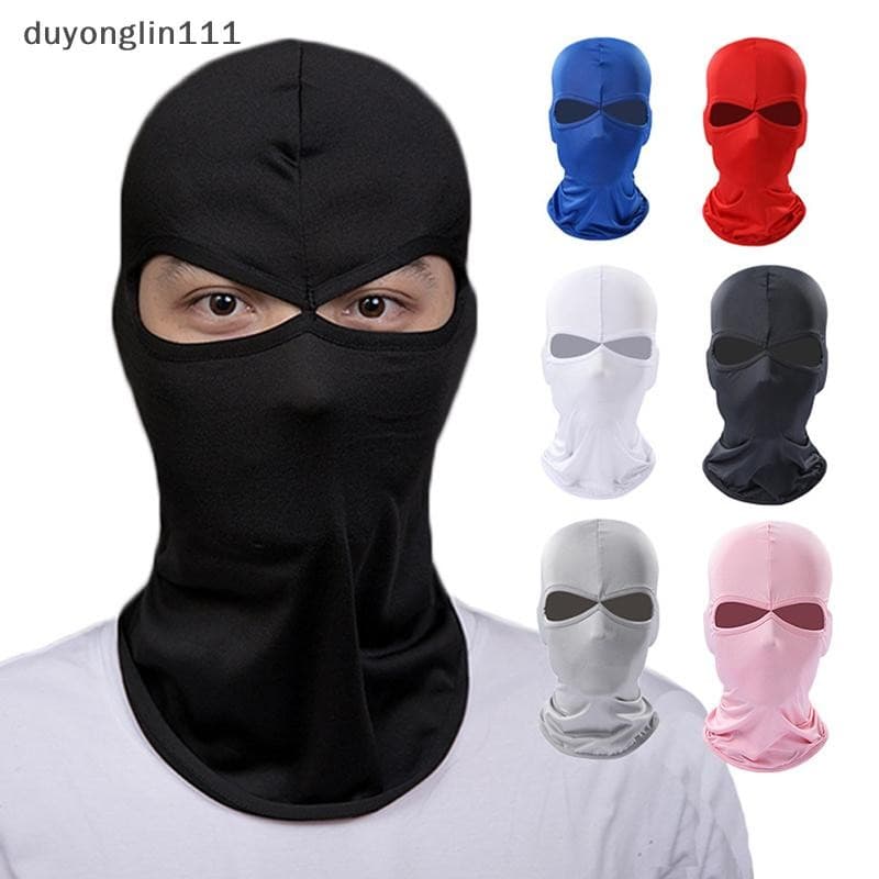 (duyonglin111) Máscara Facial Balaclava De 2 Buracos Para Motocicleta Capacete De Moto Capuz De Esqui Pescoço Completa À