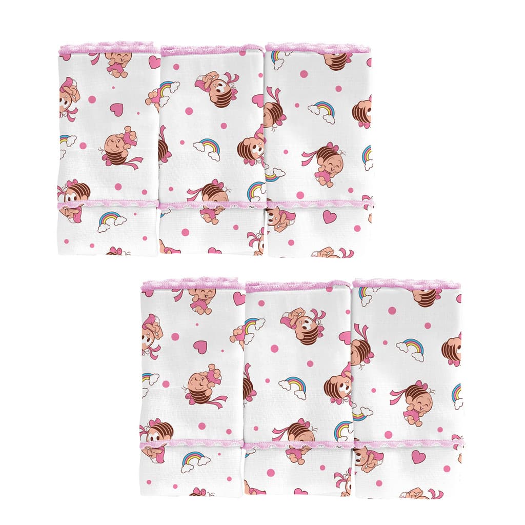 Kit Pano De Boca 6 Unidades Turma da Mônica Baby