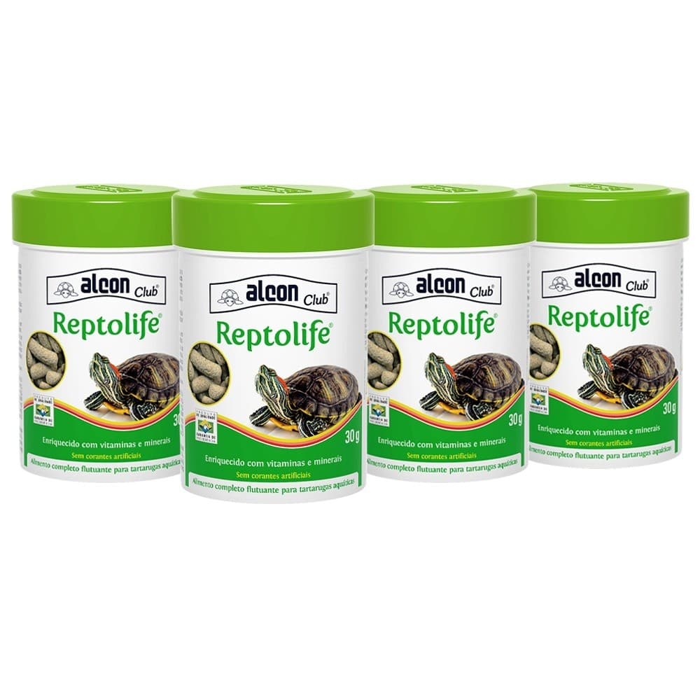KIT 4 UNIDADES RAÇÃO PARA TARTARUGA AQUATICA ALCON CLUB REPTOLIFE 30g