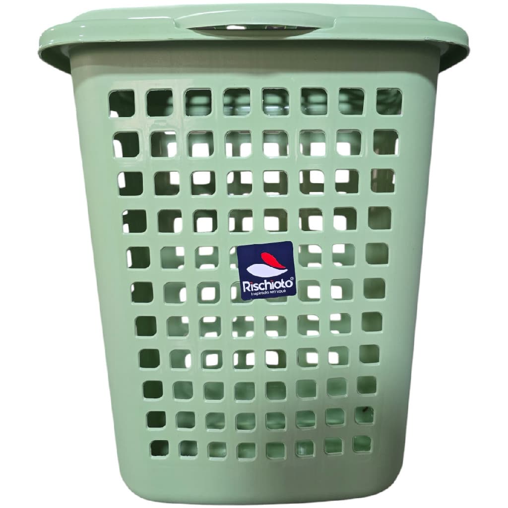 Cesto Telado 60L Verde Claro Tampa Retangular Organização Lar