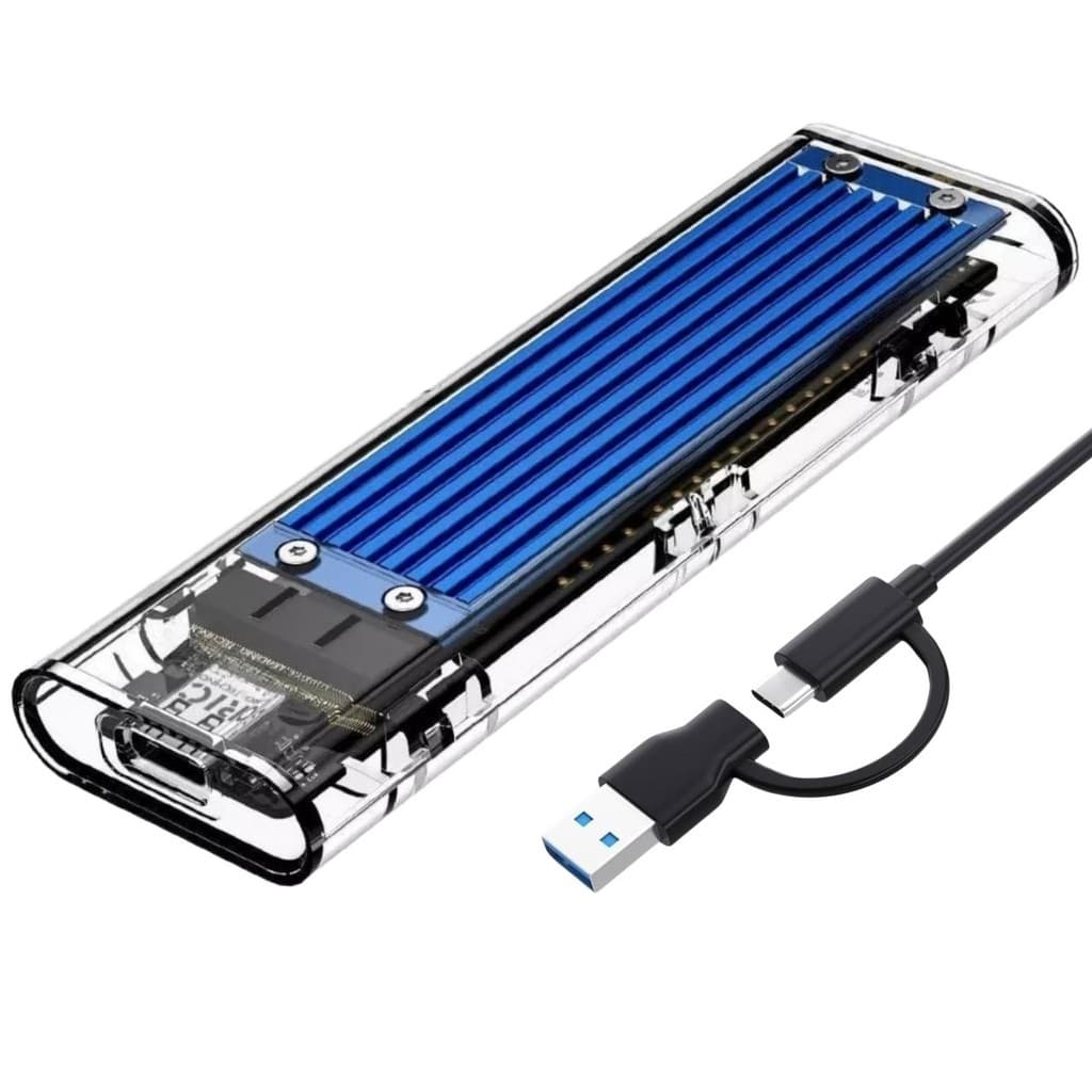 Case P/ SSD HD Externo USB 3.0 Computador Notebook Setup PC Gaveta Tipo-C Adaptador Transparente