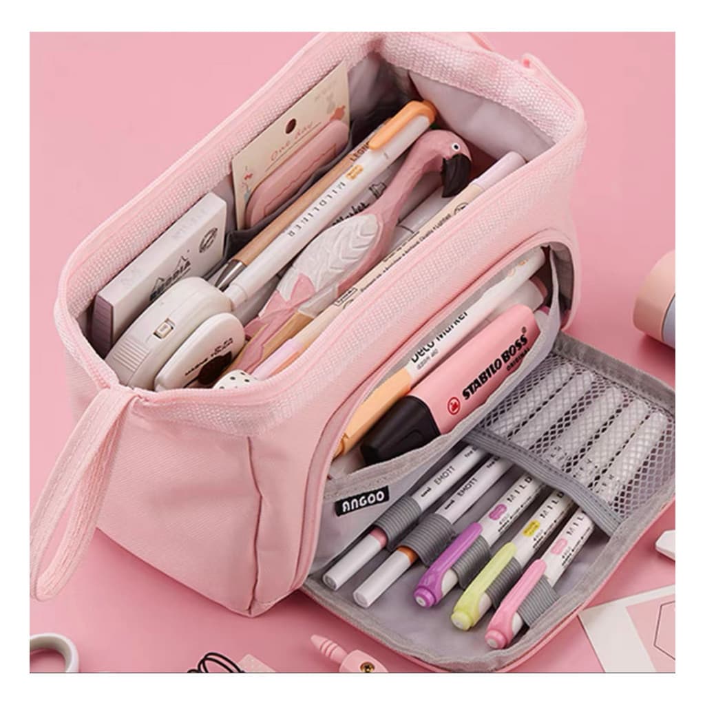 Estojo De Lápis Caneta Esferográfica De Papelaria Bolsa De Armazenamento Portátil De Grande Capacidade bosco