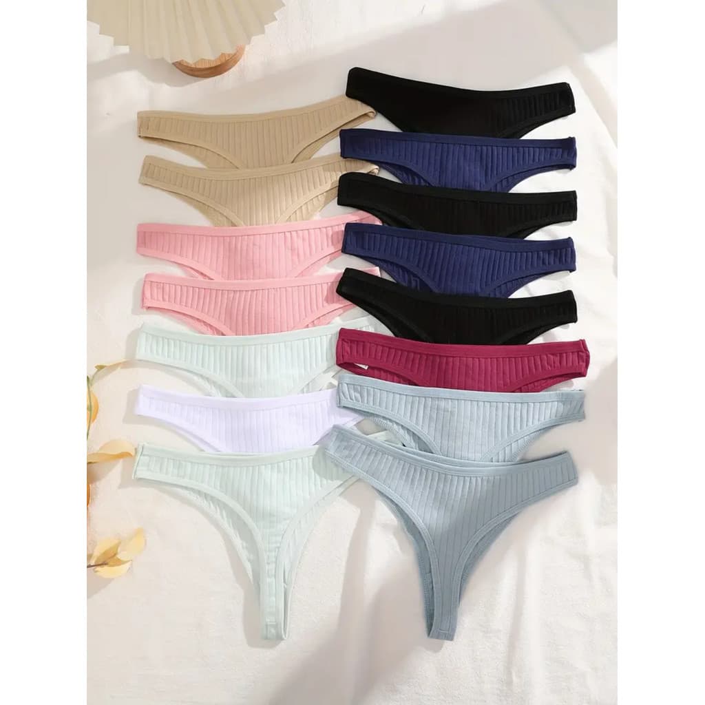 Kit Calcinhas Fio Dental Feminina Algodão Canelado