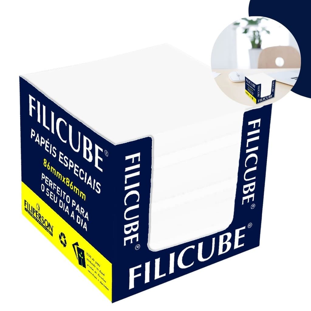 Bloco de Papel para Lembrete Recado Filicube 8cmx8cm Cor Branco 700 folhas Filiperson