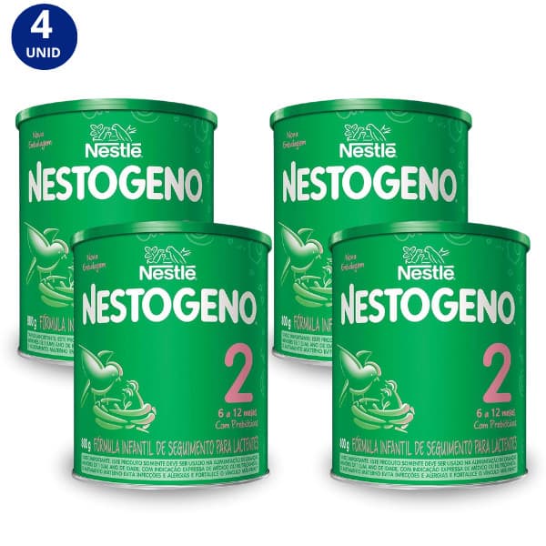 Kit 4x Fórmula Infantil Nestogeno 2 (6 - 12 Meses) 800g Nestlé