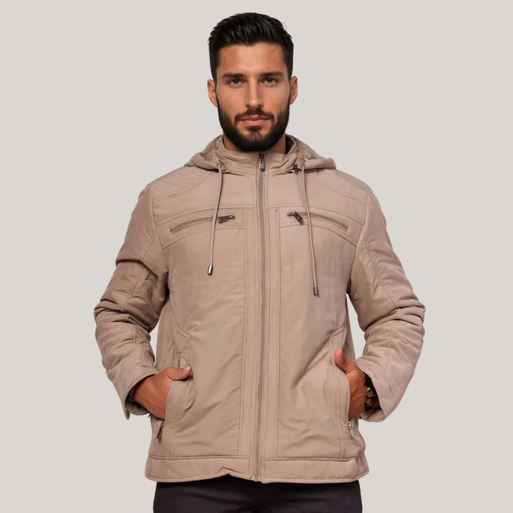 Jaqueta Masculina Sarja Com Capuz Forrada Peluciada Frio Top