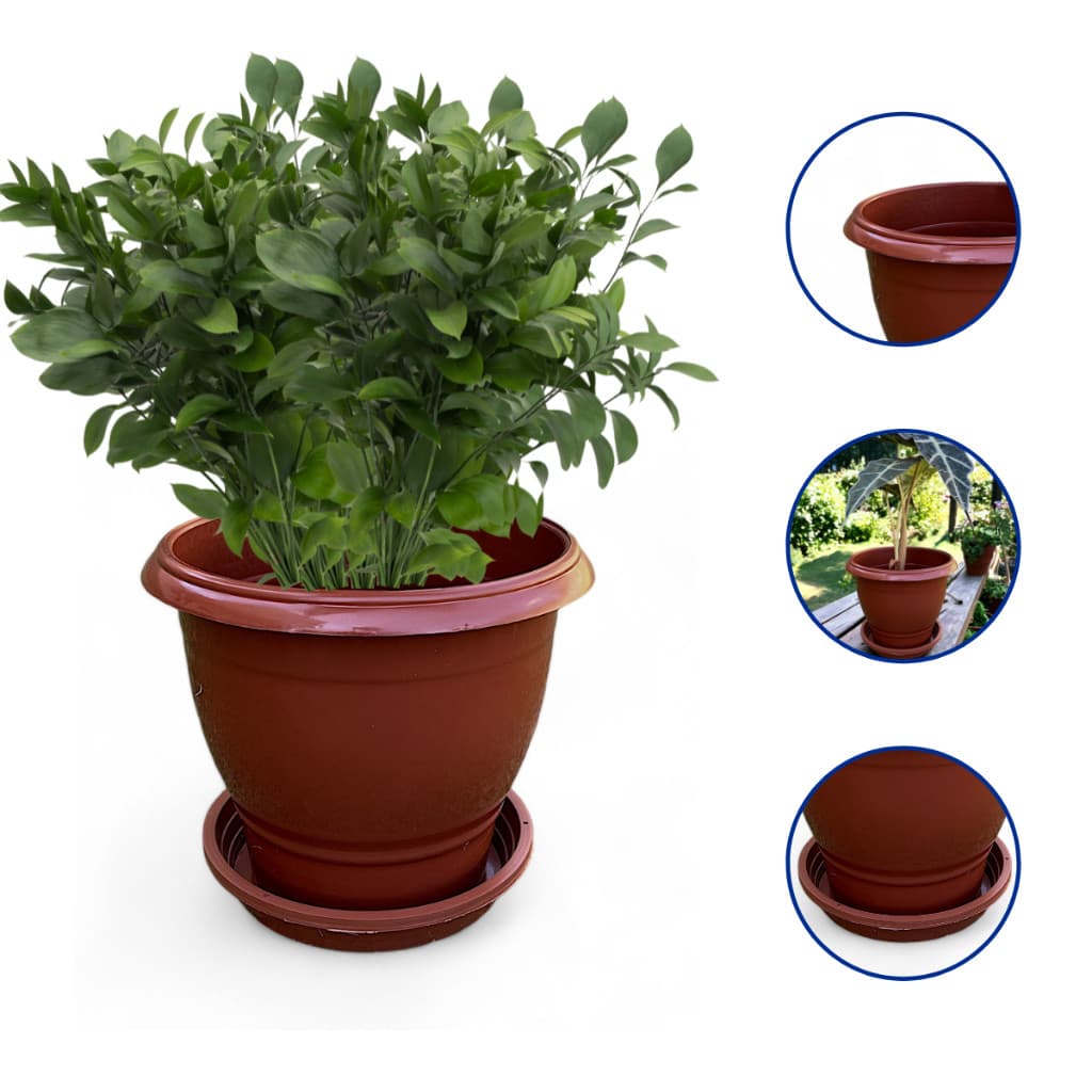 Kit Vasos 15L Pratinhos Terracota Vasos Decorativos Plantas Grandes Plantas Artificiais
