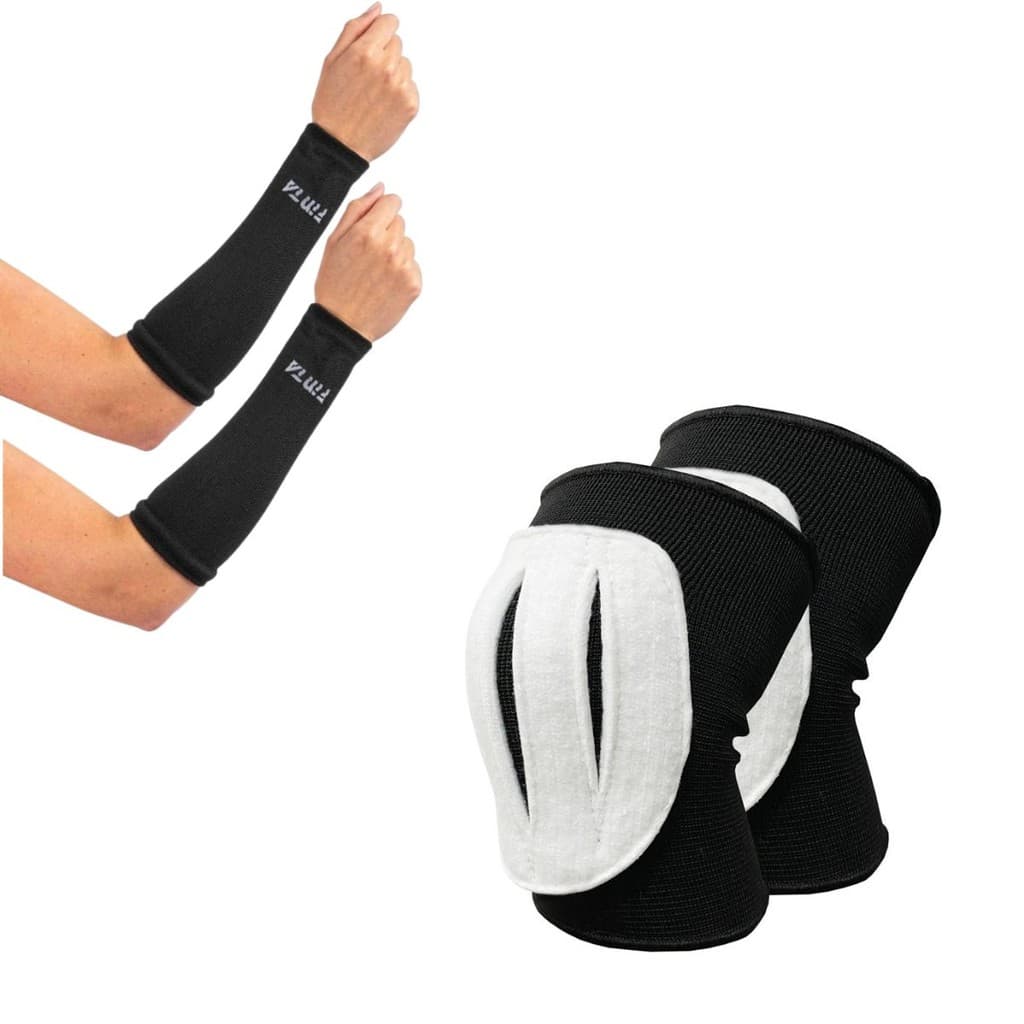 Kit Volei Joelheira Feltro Branca e Manguito Curto Finta de Vôlei