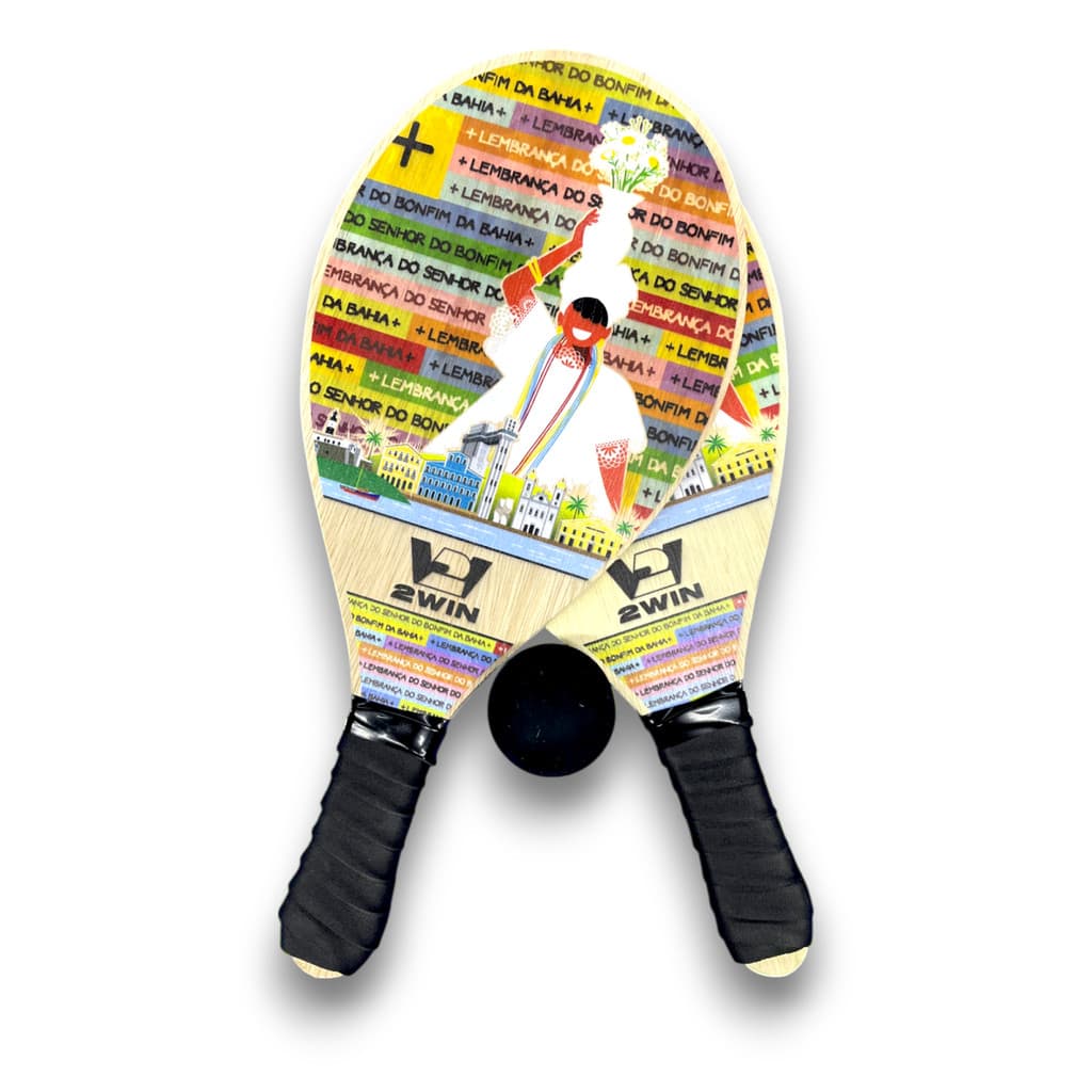 Kit 2 Raquetes de Frescobol + 1 Bolinha  2WIN Regiões do Brasil - Nordeste