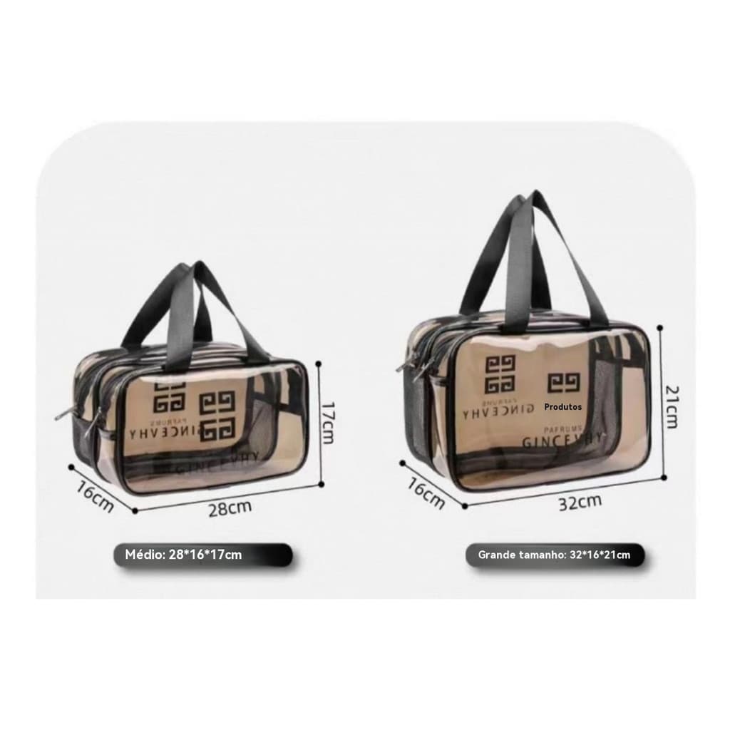 Bolsa De PVC Transparente Para Cosméticos Impermeável Portátil De Média Capacidade Viagem 28/32cm yobel