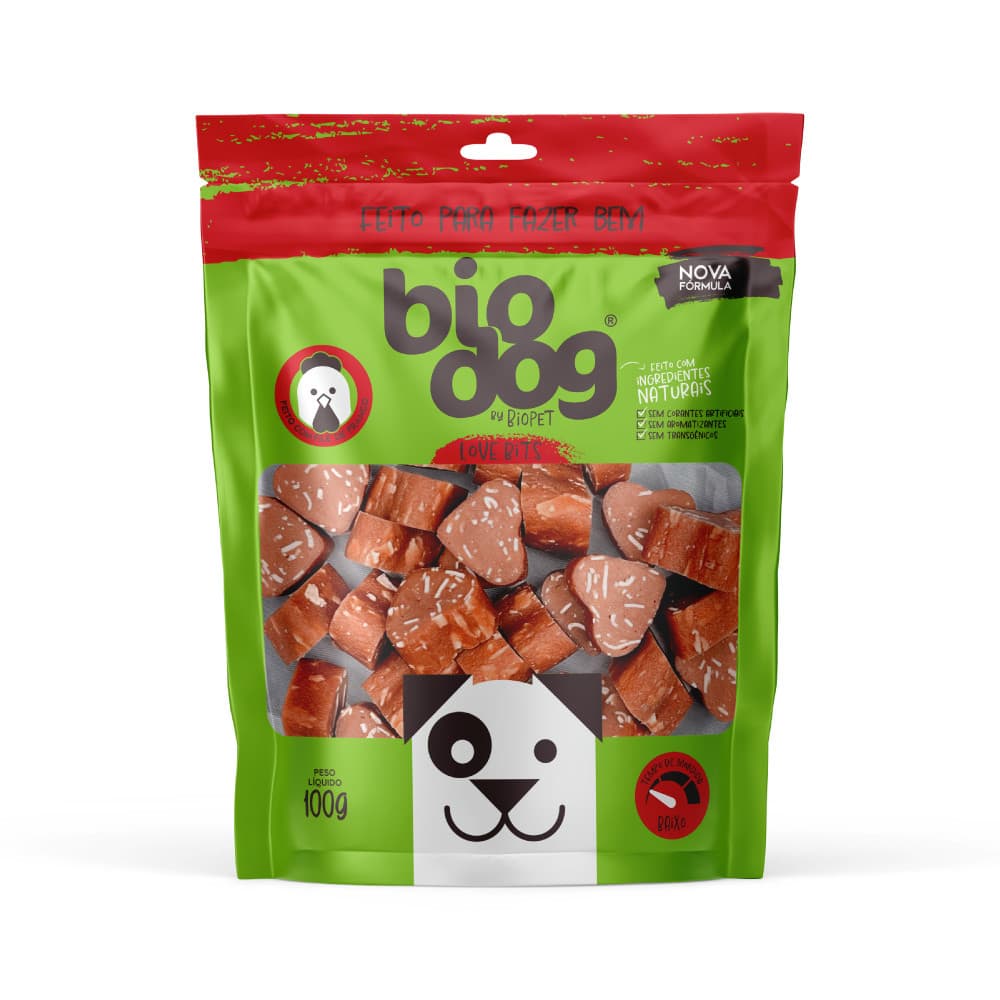 Petisco Biodog Love Bits 100g para Cães – Sabor Irresistível, Sem Conservantes, Ideal para Treino