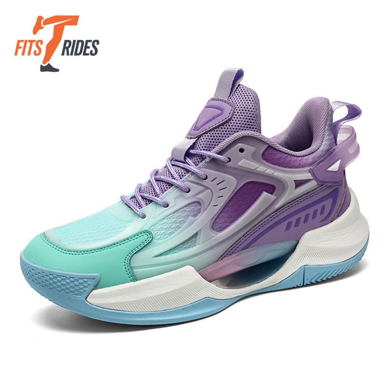Luminoso Tênis de Basquete para Masculino Feminino Roxo Tênis de Vôlei Respirável Antiderrapante Basketball Shoes