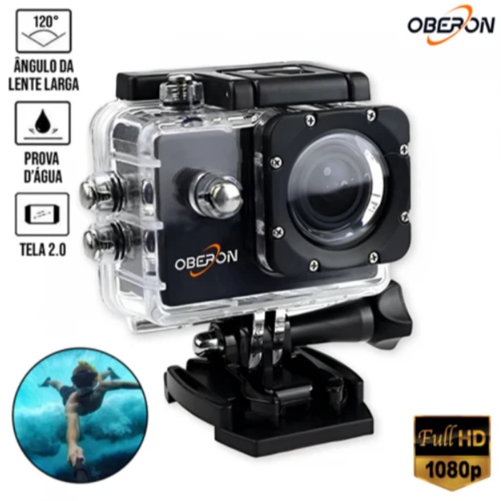 Camera Filmadora Esportes Full Hd 1080p 30fps Cor Preto