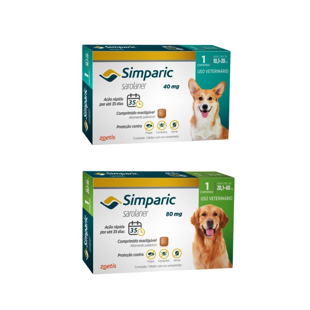 Simparic 40mg E Simparic 80mg com 1 Comprimido