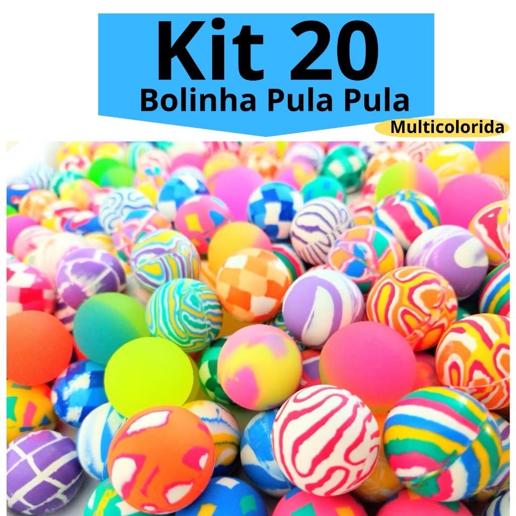Kit 20 Bolinhas Pula Pula Multicoloridas Brinquedo Infantil Lembracinhas Festa
