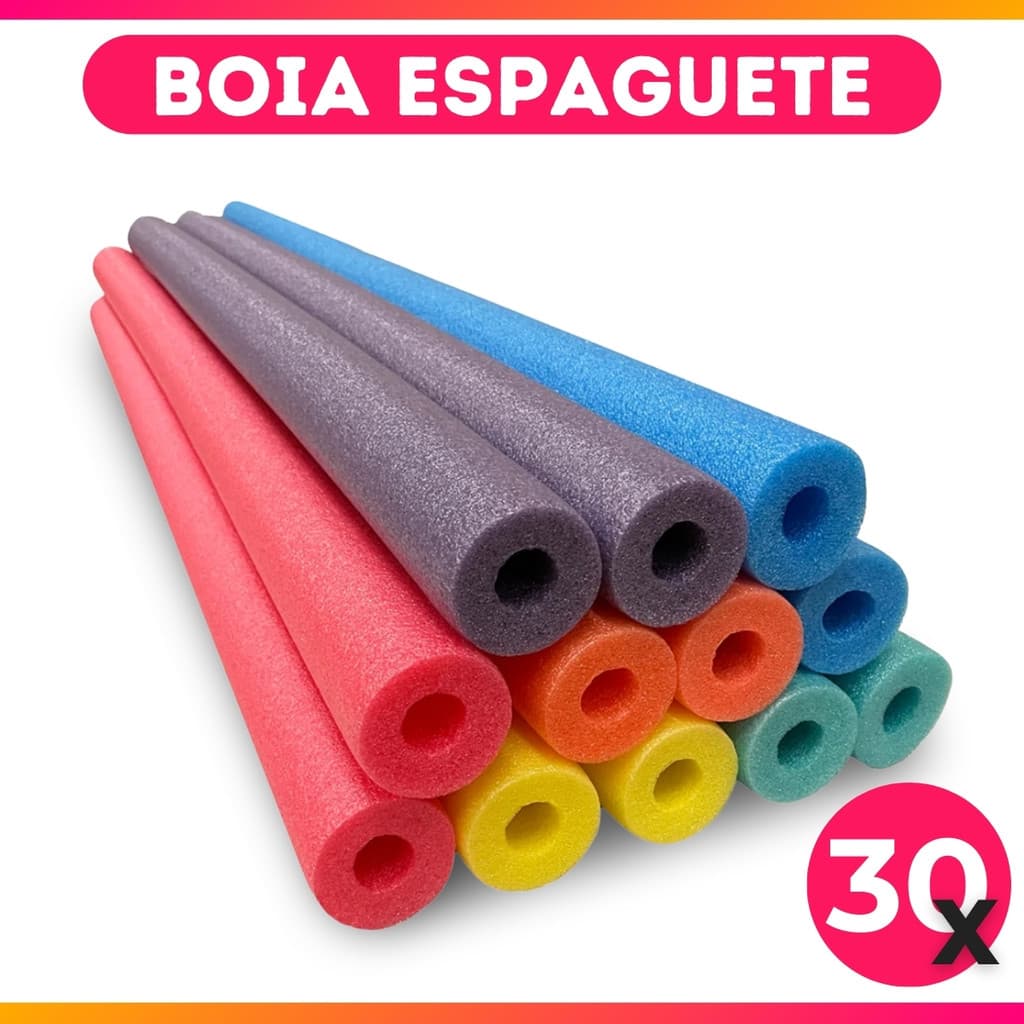 Kit 30 Boias Espaguete Macarrão Para Piscina Praia Flutuador Colorida Cor Sortida