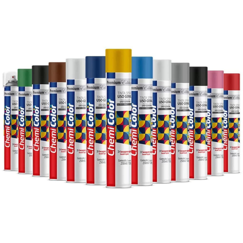 Tinta Sprays Uso Geral 250ML Madeira Tecido Plástico Chemi X