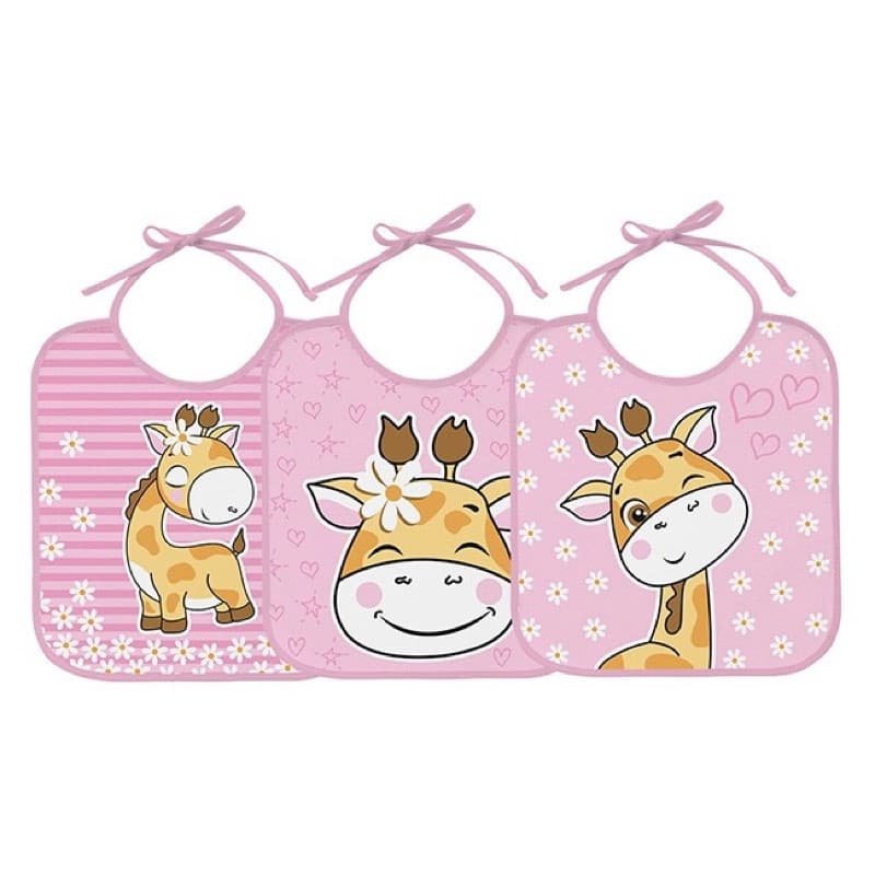 Kit 3 Babador Felpudo Menino e Menina com Tecido 100% Algodão e Forro Impermeável