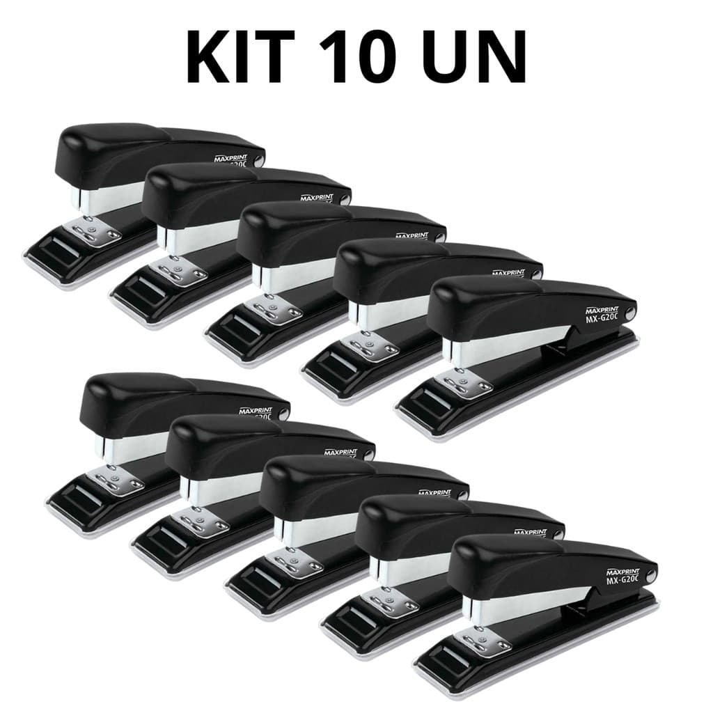 Kit 10 Grampeador Metal 20 Folhas MX-G20C 714465 Maxprint