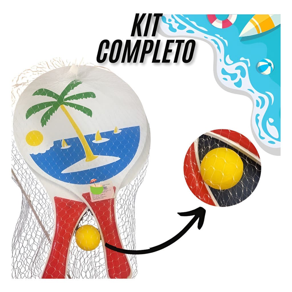 Raquetes De Frescobol Para Praia - Kit Com 2 Unidades