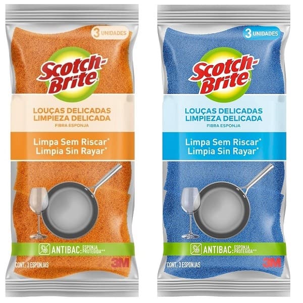 Kit com 6 Esponja SCOTCH-BRITE Cozinha Nao Risca