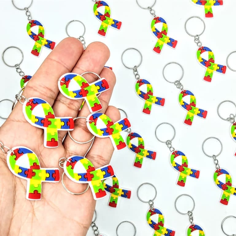 Laço Concientização Autismo Tea 10un Chaveirinho Lembrança Autista Tratamento