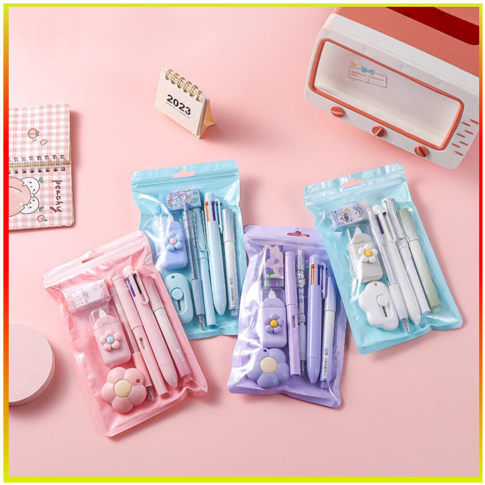 Conjunto De Papelaria 7 Em 1 Fita Corretiva De Presente De Volta Às Aulas , Caneta , Borracha , Etc .