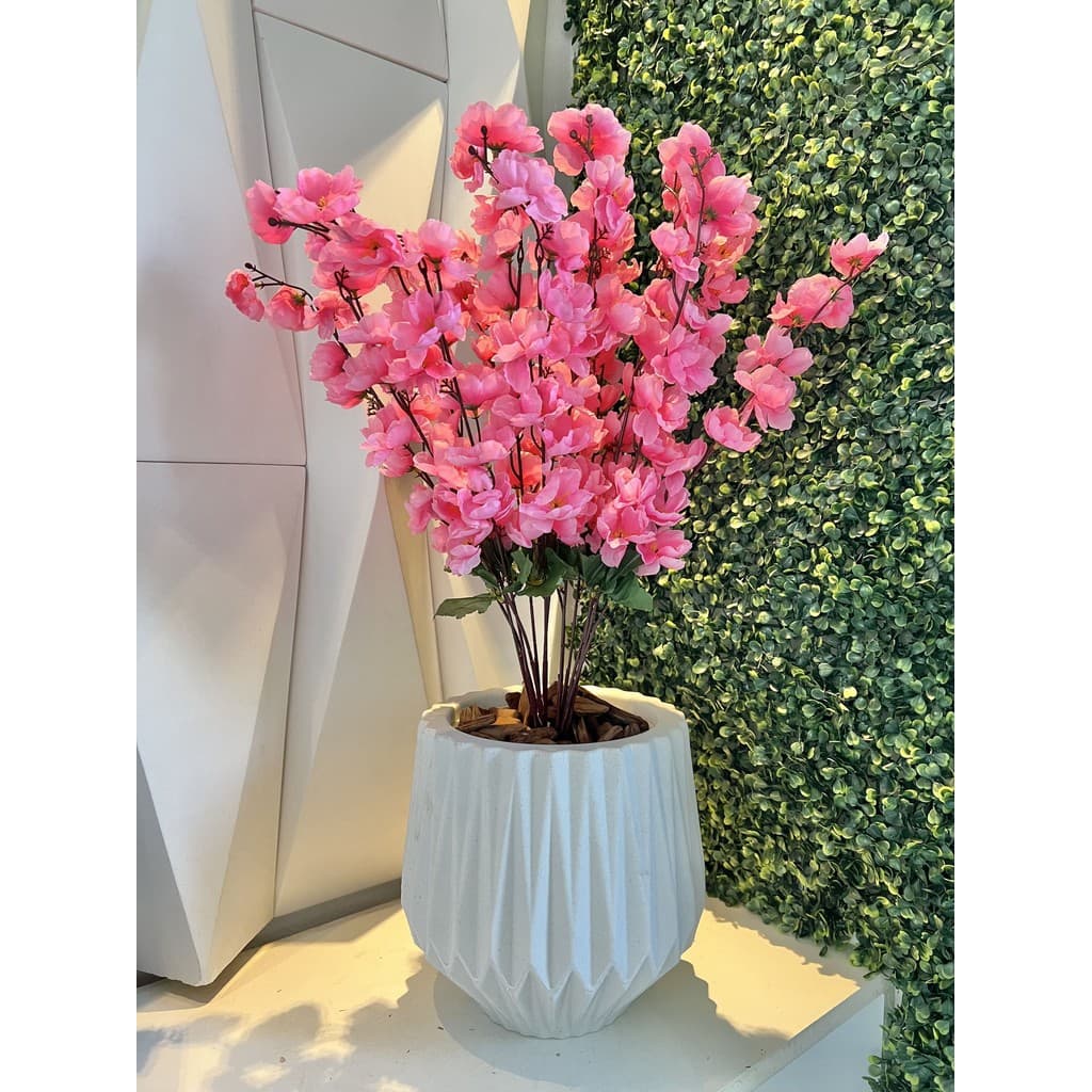 Flor Cerejeira Pessegueiro Artificial + Vaso Polietileno