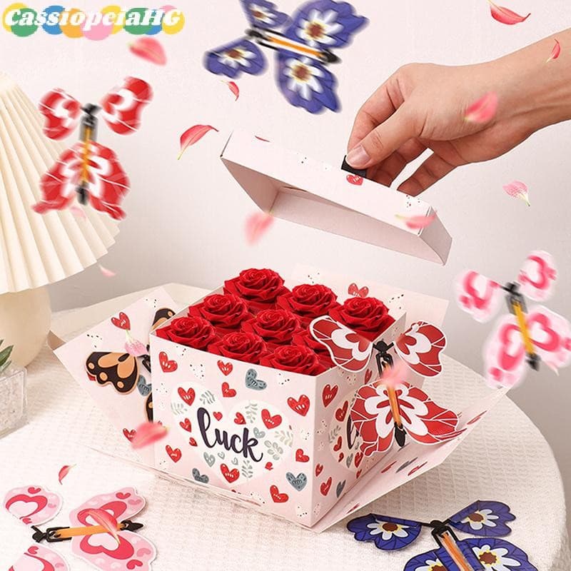 (Cassiopeiahg) 1 Pacote Caixa De Presente Surpresa Voadora Explosão Rosa DIY Explodindo Brincadeira Caso Para Aniversári