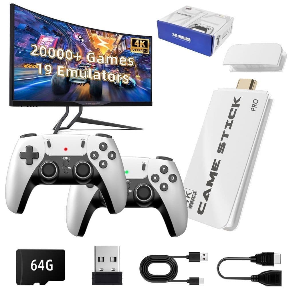 2025 Novo Videogame Stick M15 Pro 4k 64gb Hdmi Com 2 Controles Sem Fio + 20.000 Jogos