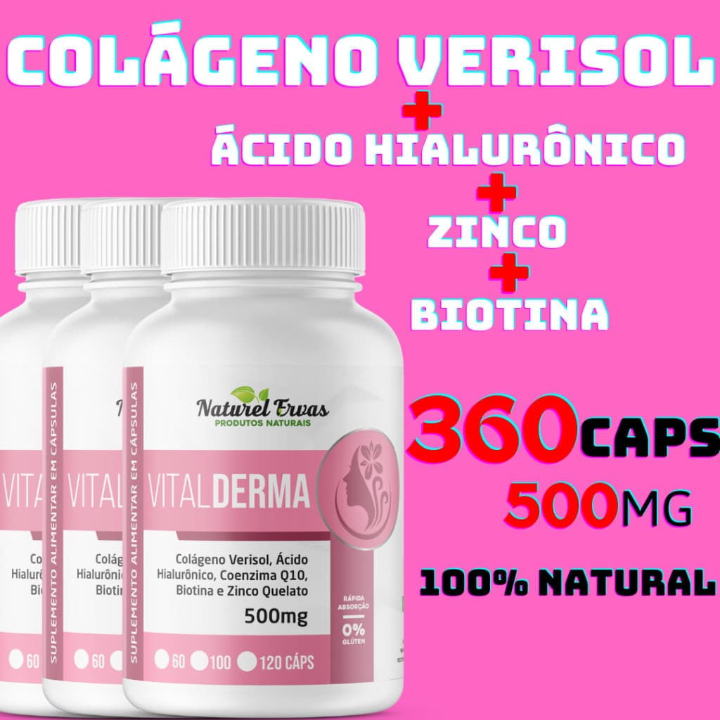 Colageno Verisol + acido hialuronico zinco Biotina mais completo 120 cápsulas