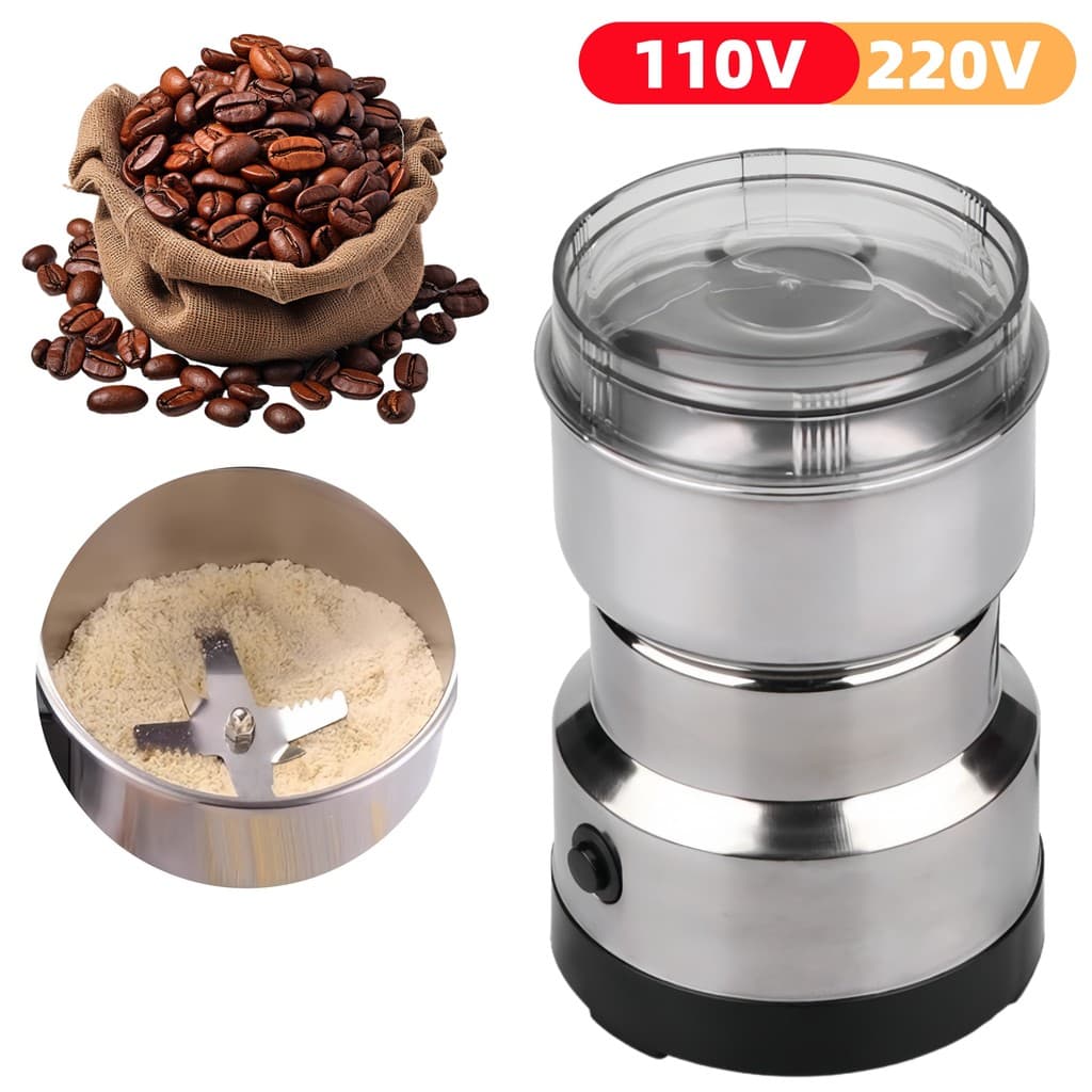 Moedor Multifuncional de Café e Especiarias 110V/220V com Design  Inoxidável 4 Lâminas