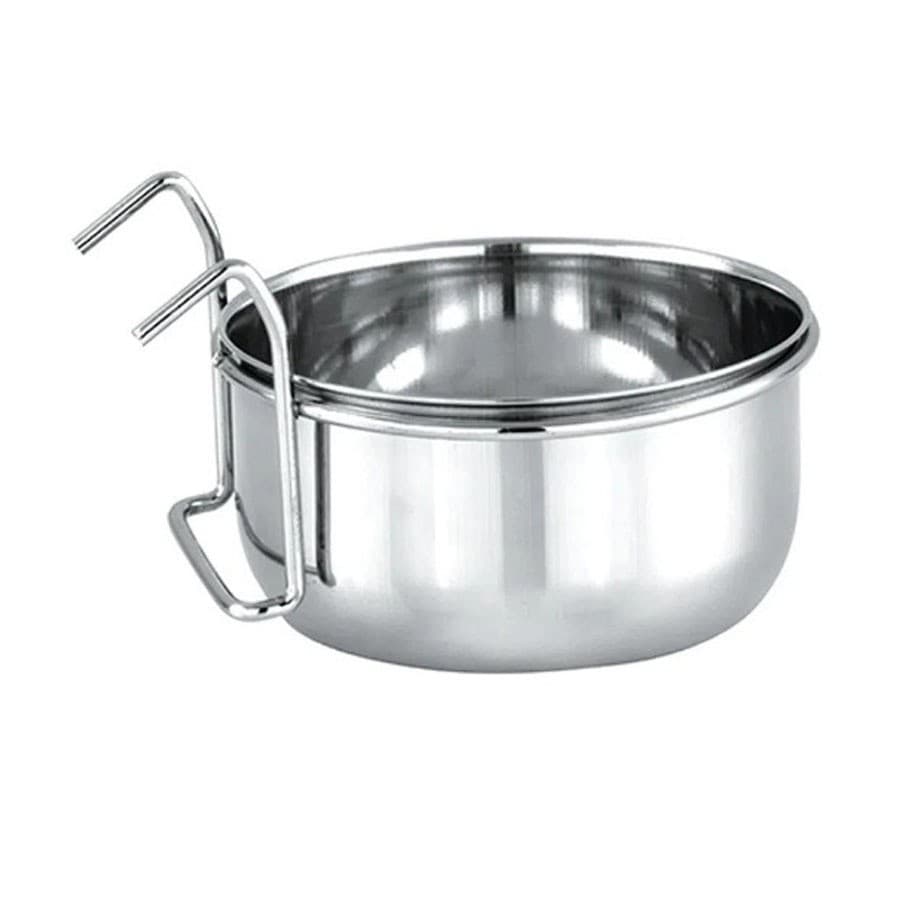 Comedouro Caneca Inox Pássaros Grande Gancho 300ml Chalesco