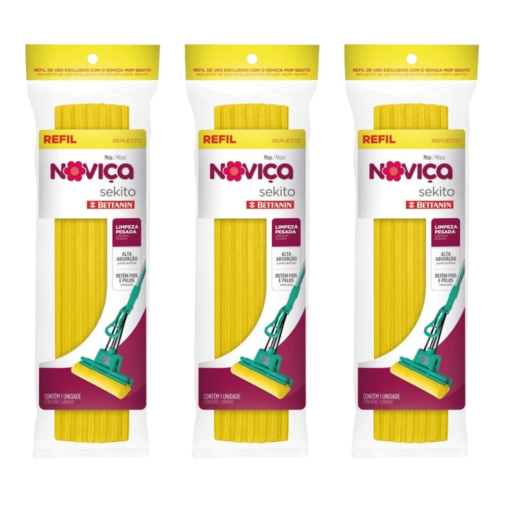 Kit Refil Mop Sekito Noviça 3 unidades