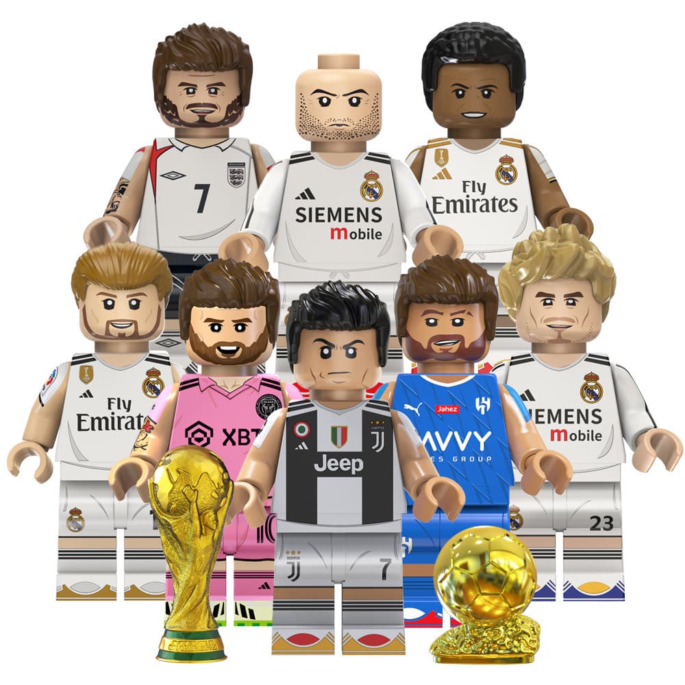Estrela De Futebol Haaland Bellingham Mbappe Beckham Zidane Messi Ronaldo CR7 Bloco De Construção Figura Brinquedo
