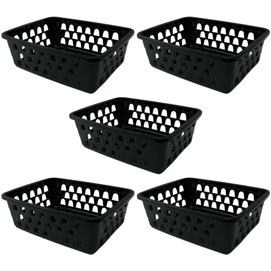 Kit 5 Cestos Organizador Multiuso Médio Empilhável Armário Gaveta Lavanderia 20x16x6