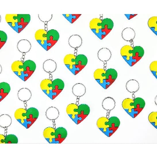 Chaveiro Coração Autista 10un Barato Conscientização Autismo Novo Novo