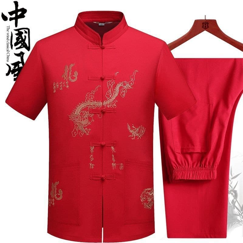 Roupas Tang Nos Homens Idosos hanfu Primavera E Verão Pai Camisa De Manga Comprida Conjunto Avô Curta tai chi De Exercíc