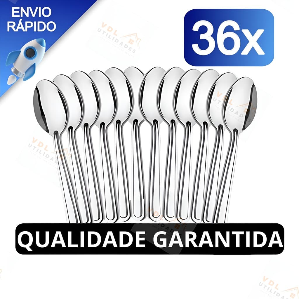 Kit Jogo 36/24/12/6 peças de Colher De Sopa Aço Inox Mesa Cozinha Jantar Casa
