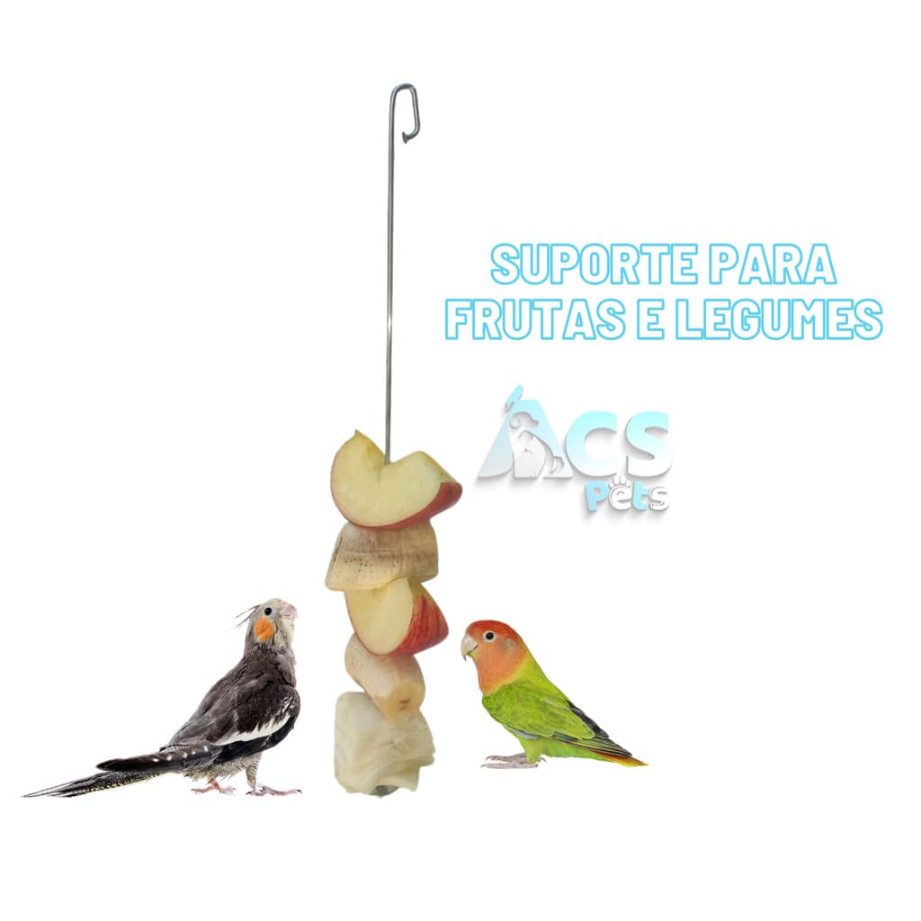 Suporte Para Frutas e Legumes Para Calopsita, Agapornis, Periquito, Maritaca e Papagaio
