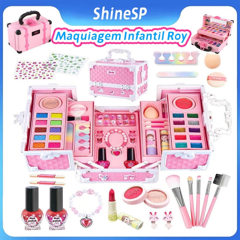 Maleta De Maquiagem Infantil - Kit Maquiagem Infantil Lindo Maleta Infantil Lavável Presente Crianç