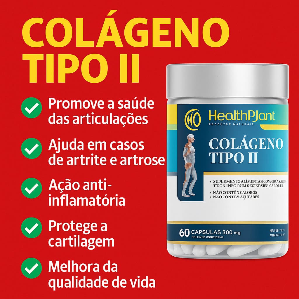 Colágeno Tipo 2 Ultra Premium Top De Linha 60 Cáps 500mg