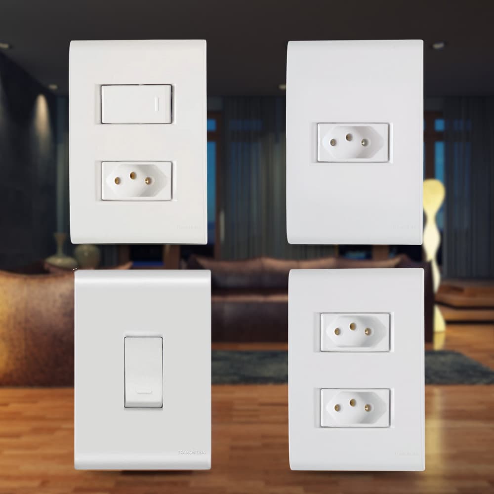 Placa Tomadas Interruptores 10A 250V 20A/250V Tramontina Linha Liz Casa Iluminação