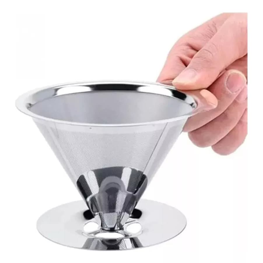 Café Filtro Coador Inox  Extra Reutilizável GRANDE 14x10 cm Não precisa de papel