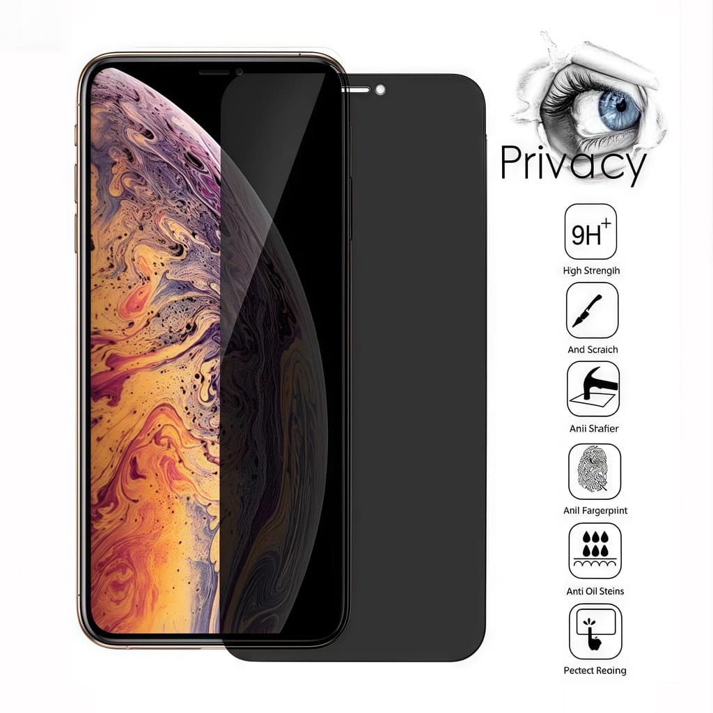 Película de Vidro Temperado Premium 3D Privativa Anti Spy para iPhoneXS/XR/11/12/13/14/15/16 Pro Max