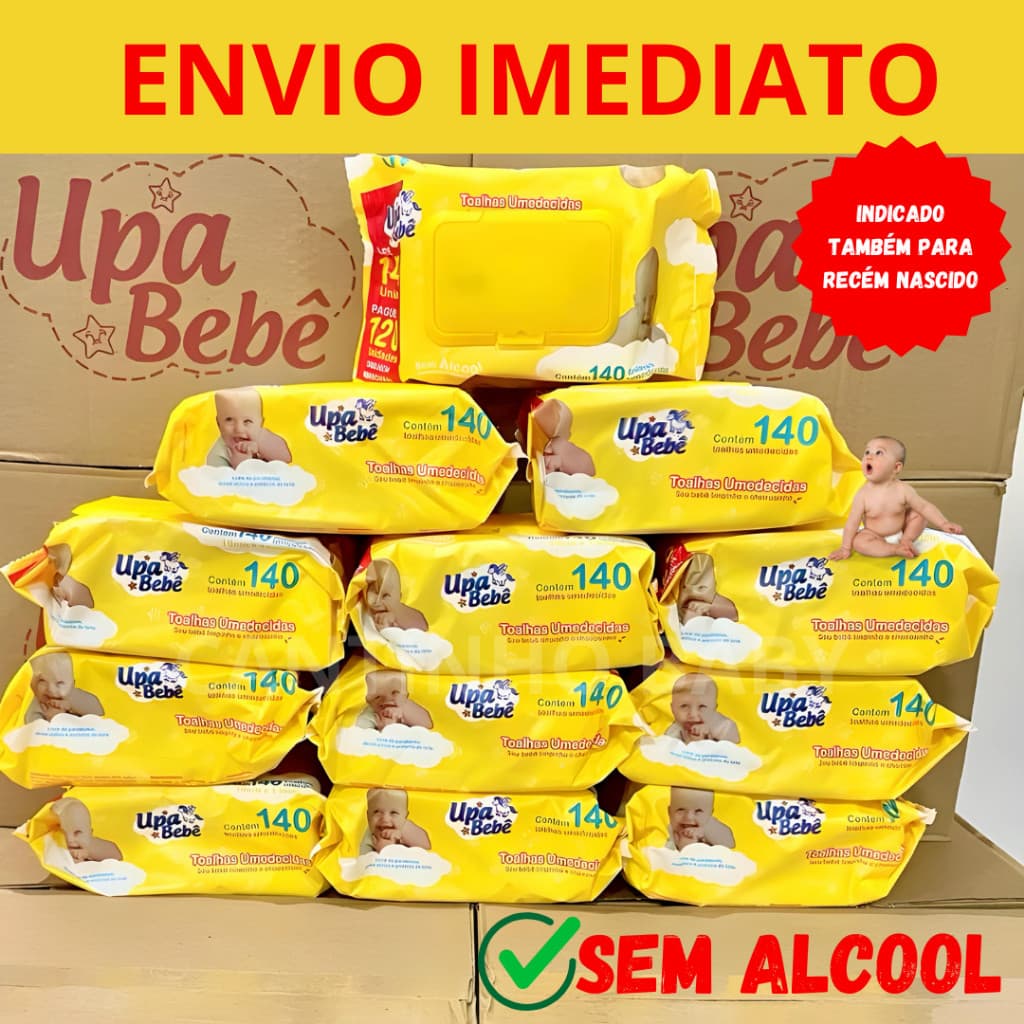 Kit 1680 lenços Toalhas Umedecidas Upa Bebê (12 pacotes 140und cada)